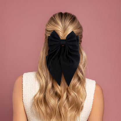 Hey Stacey Satin Bow Hair Clip - Black