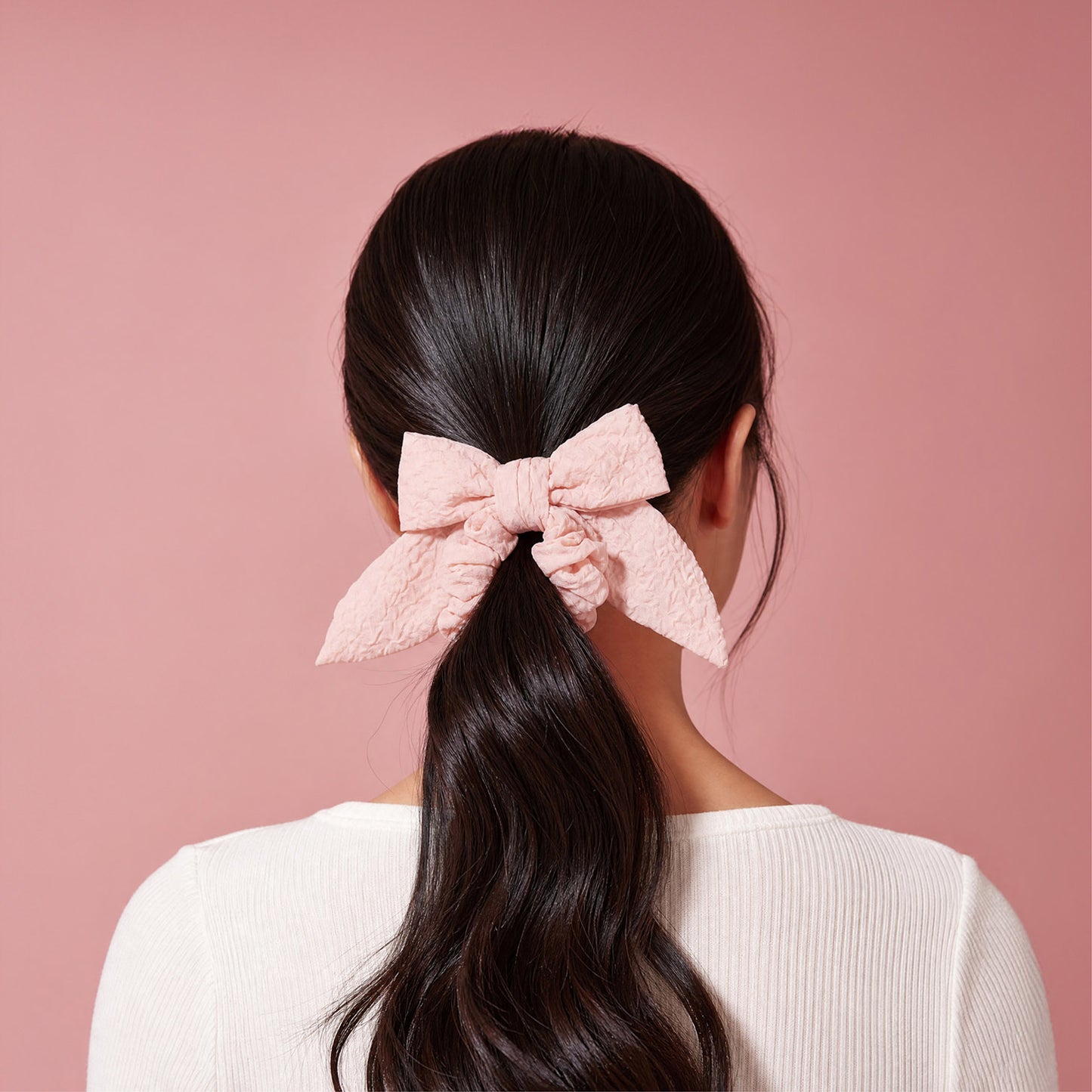 Hey Stacey Bow Scrunchie - Pastel Pink