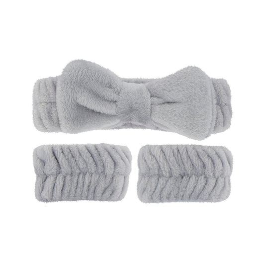 Hey Stacey Headband & Wristbands Set - Light Grey