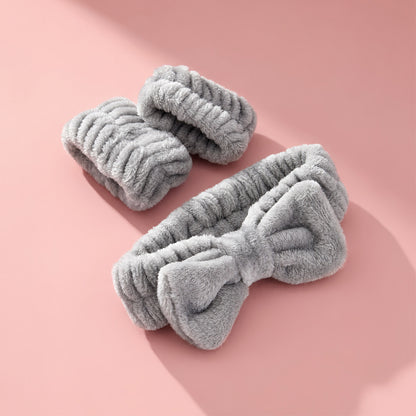 Hey Stacey Headband & Wristbands Set - Light Grey