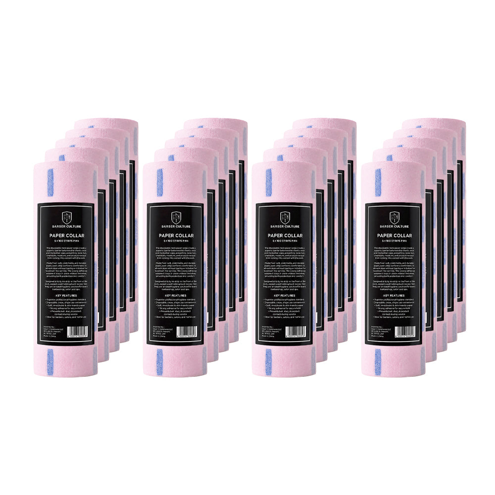 Barber Culture Paper Collar Pink 5Pk x 20