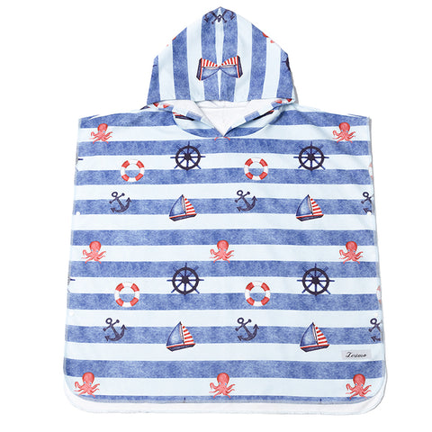 Lesimo Quick Dry Kids Hooded Towel Little Sailor Large (7-12yrs)