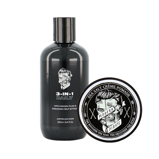 Modern Pirate Sea Salt Crème Pomade + Cleanse Pack