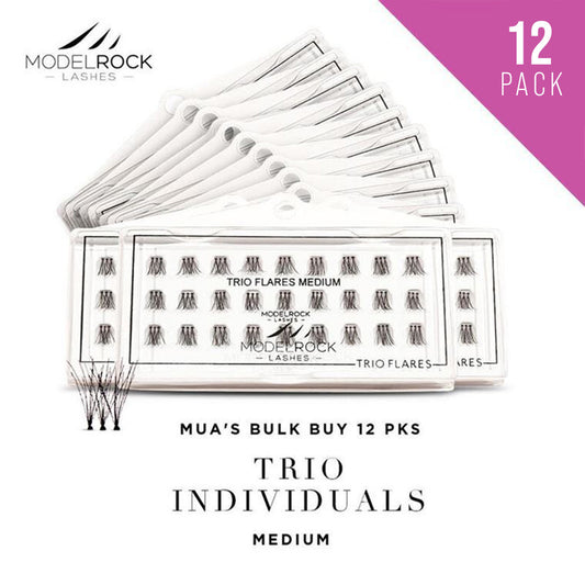 Modelrock Trio Flares Individual Lashes MEDIUM 10mm Bulk Buy 12Pk