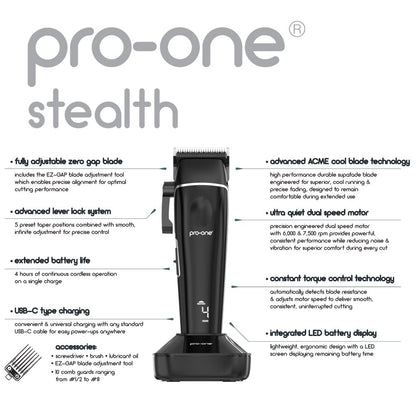 Pro-One Stealth Professional Cordless Clipper