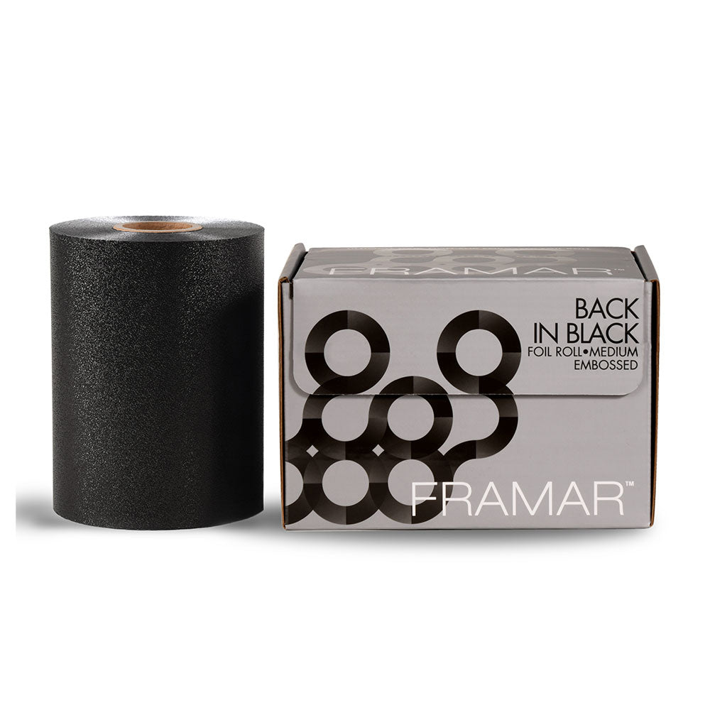 Framar Embossed Roll Back In Black 12.7cm x 97m