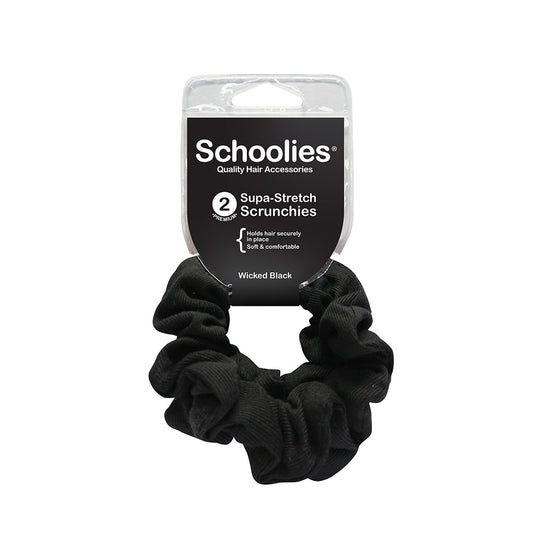 Schoolies #SC218 Scrunchie Wicked Black 2pc
