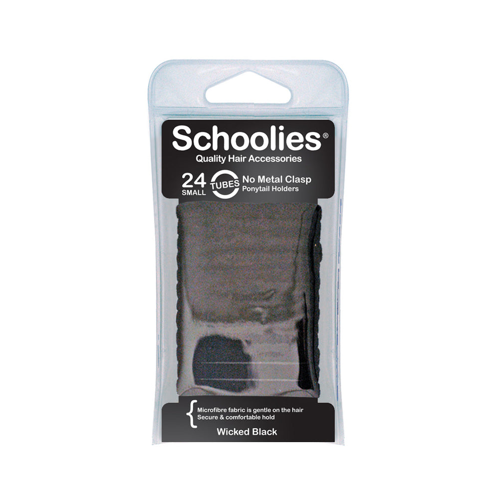 Schoolies #SC278 Tubes Small Ponytail Holders Wicked Black 24pc