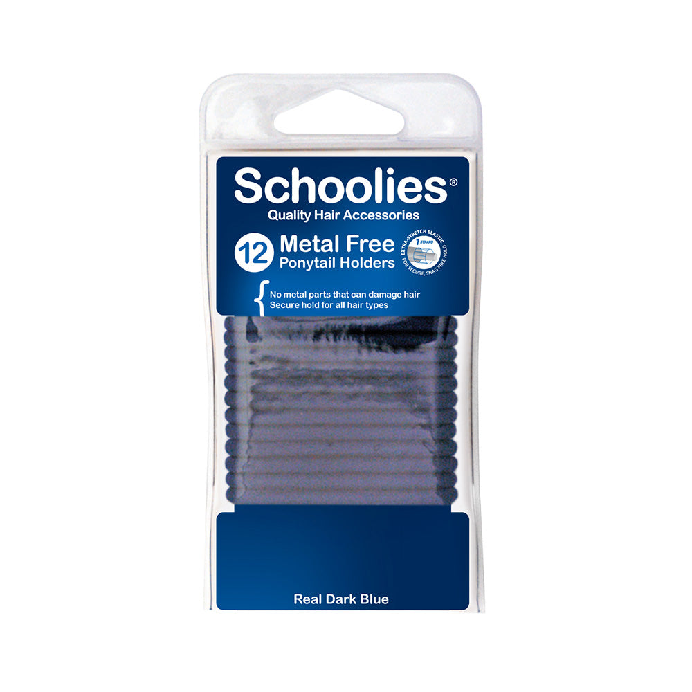 Schoolies #SC291 Metal Free Ponytail Holders Real Dark Blue 12pc