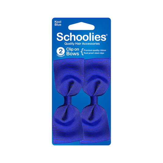 Schoolies #SC302 Clip On Bows Kool Blue 2pc