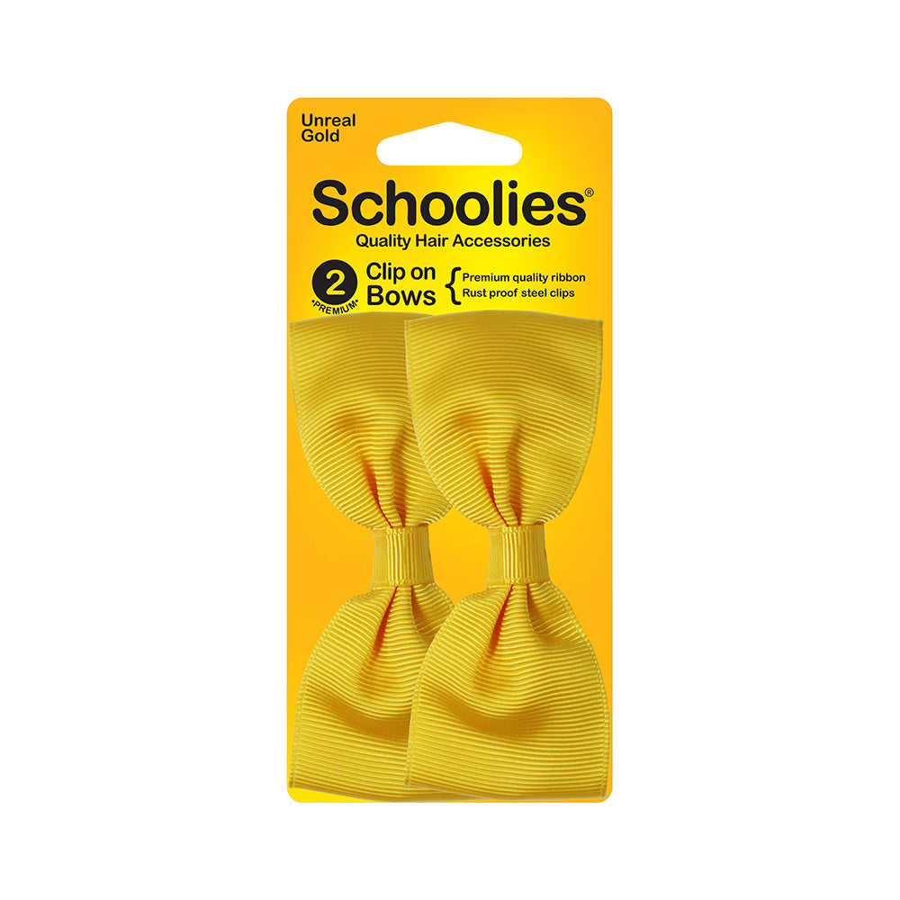 Schoolies #SC306 Clip On Bows Unreal Gold 2pc