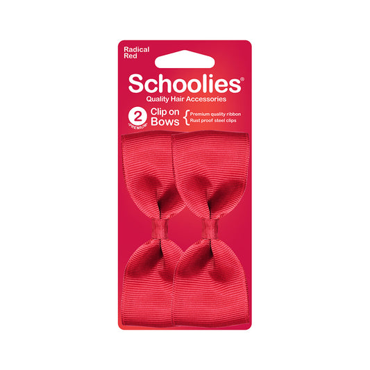 Schoolies #SC310 Clip On Bows Radical Red 2pc