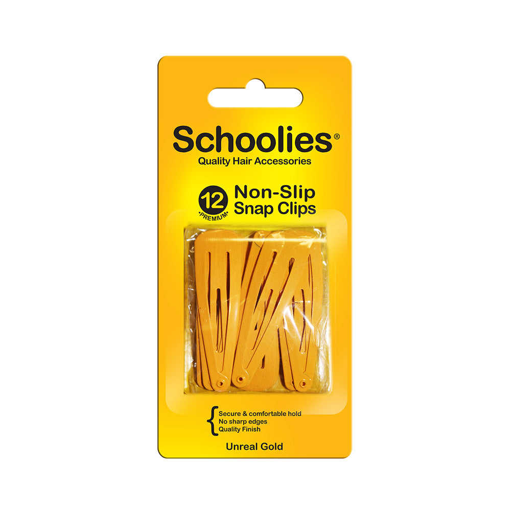 Schoolies #SC406 Non-Slip Snap Clips Unreal Gold 12pc