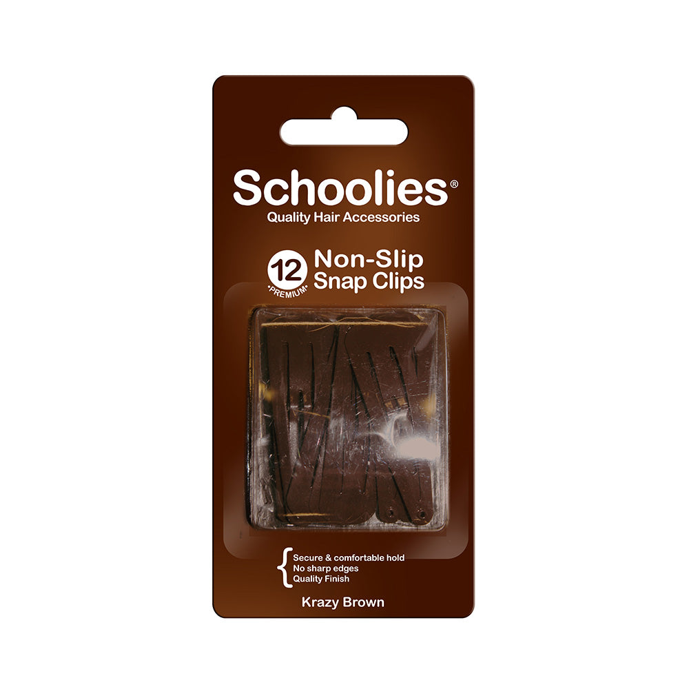 Schoolies #SC407 Non-Slip Snap Clips Krazy Brown 12pc