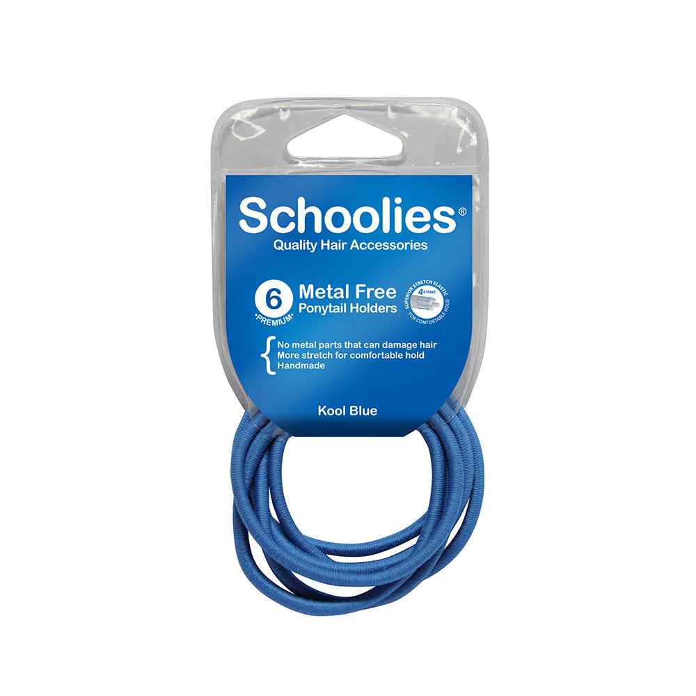 Schoolies #SC462 Metal Free Ponytail Holders Kool Blue 6pc