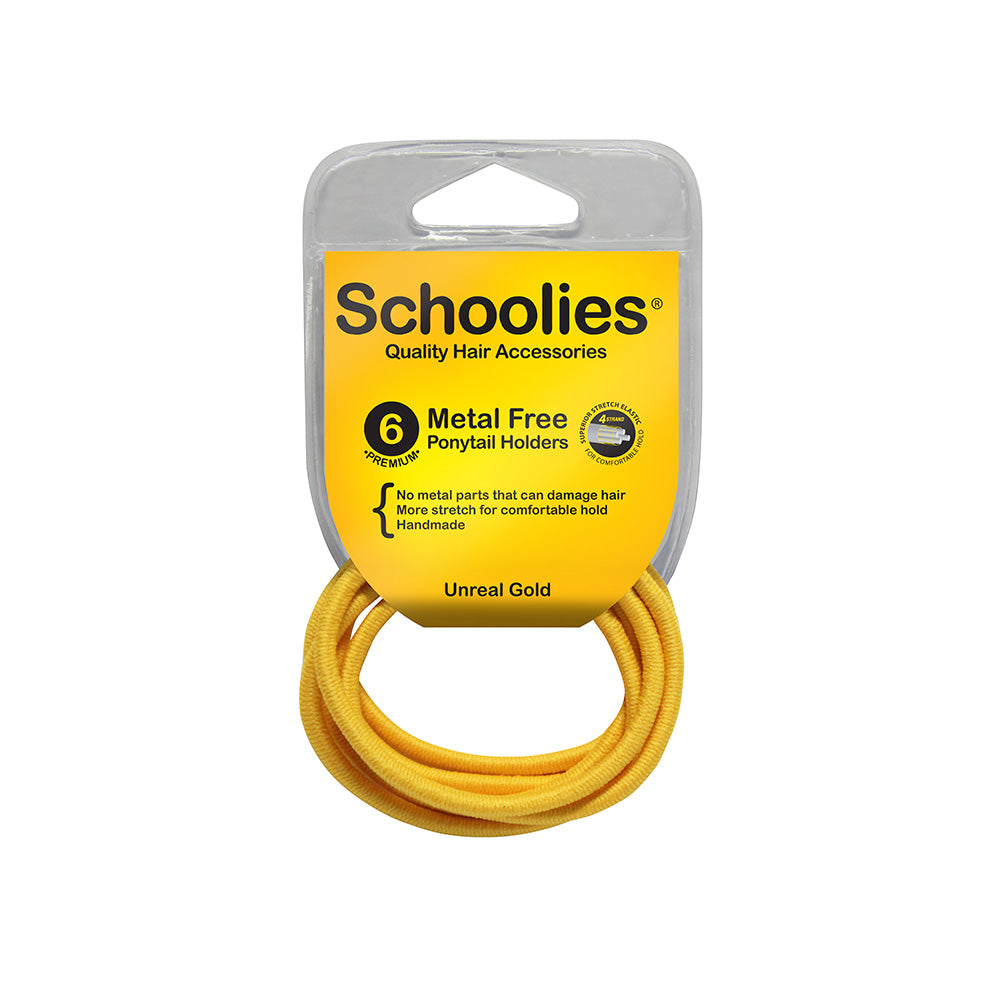 Schoolies #SC466 Metal Free Ponytail Holders Unreal Gold 6pc