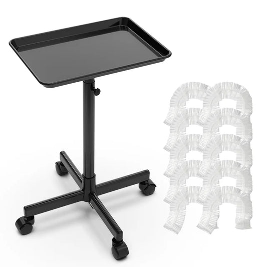 TASALON Adjustable Salon Tray with 10 Plastic Films Black