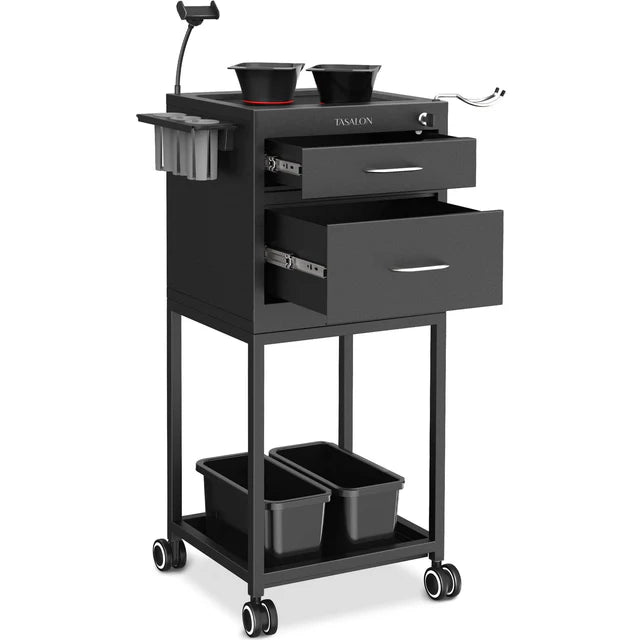 TASALON Salon Metal Trolley Cart Black