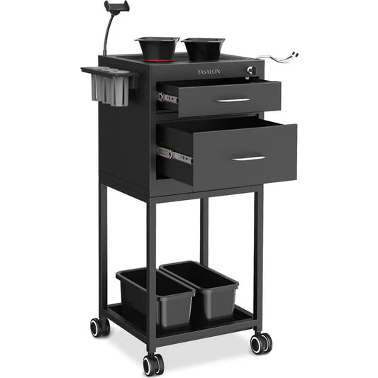 TASALON Salon Metal Trolley Cart Black