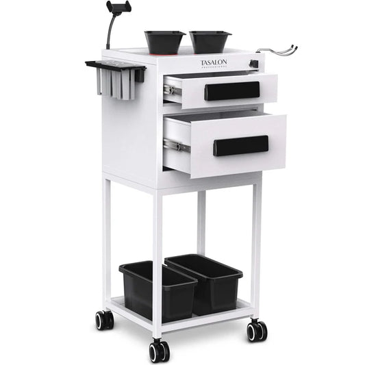 TASALON Salon Metal Trolley Cart White