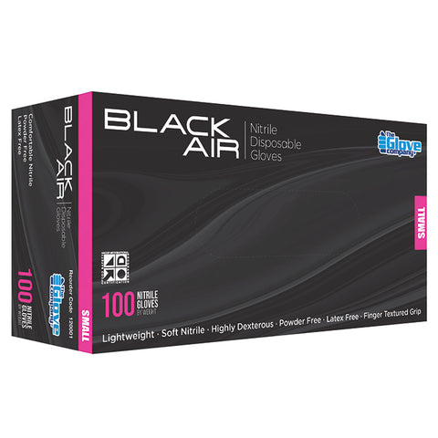 Black Air Nitrile Disposable Gloves Small 100Pk