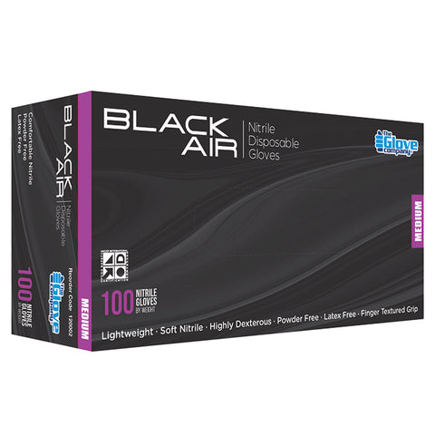 Black Air Nitrile Disposable Gloves Medium 100Pk