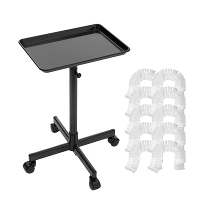 TASALON Adjustable Salon Tray with 10 Plastic Films Black