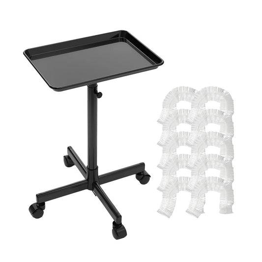 TASALON Adjustable Salon Tray with 10 Plastic Films Black