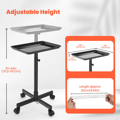 TASALON Adjustable Salon Tray with 10 Plastic Films Black
