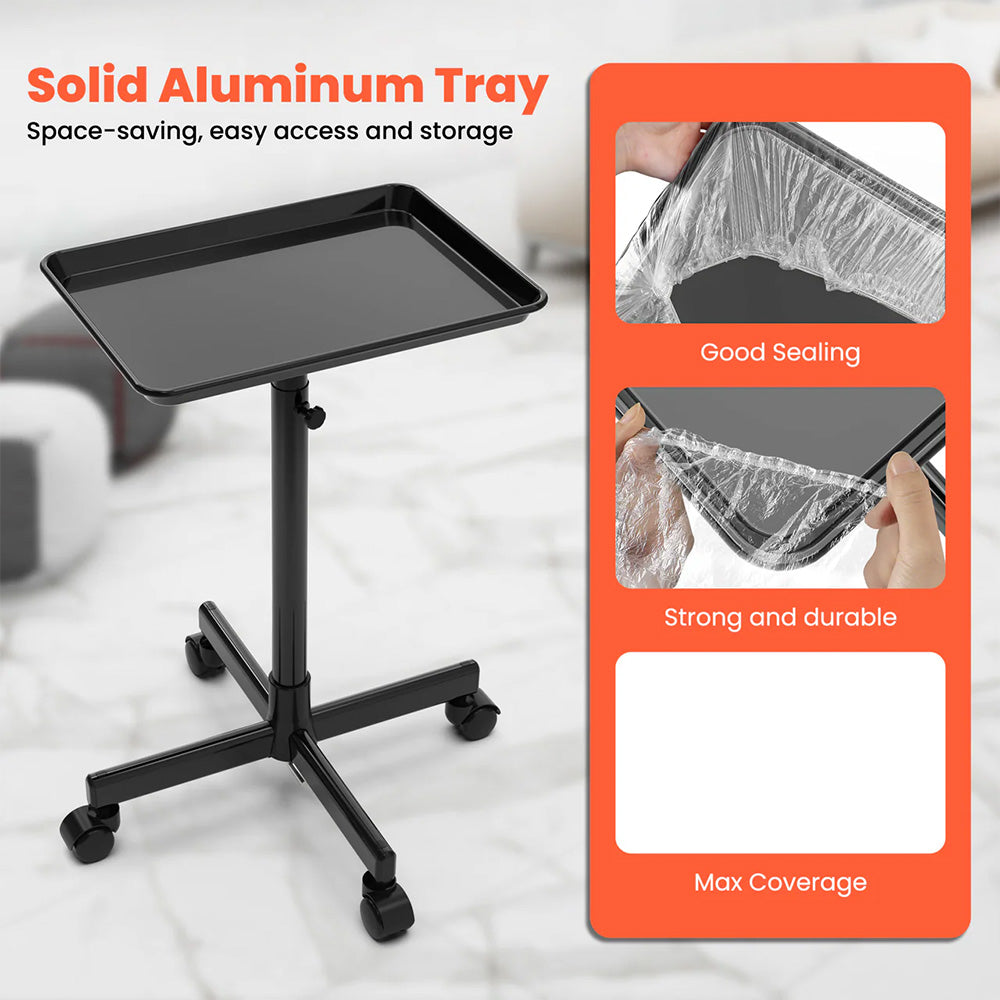 TASALON Adjustable Salon Tray with 10 Plastic Films Black
