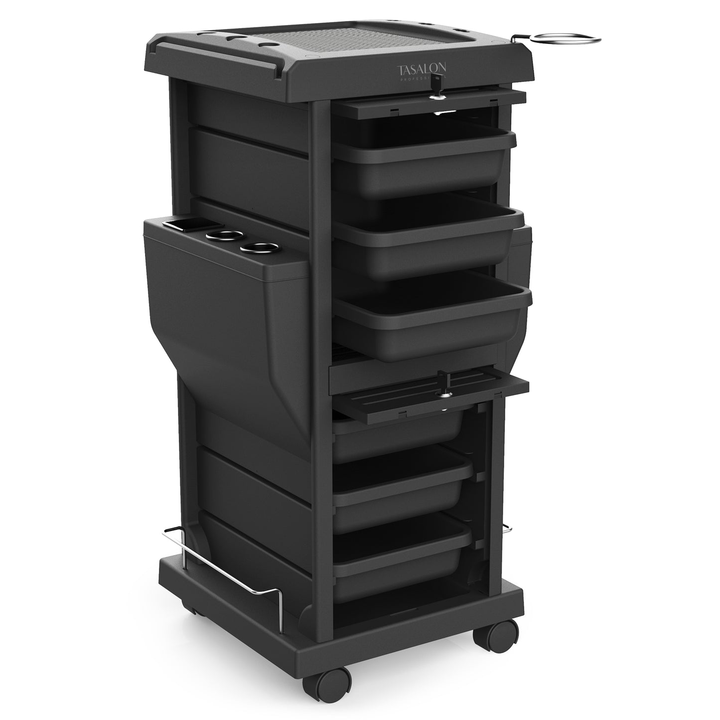 TASALON Premium Lockable Versatile Salon Trolley Cart Black