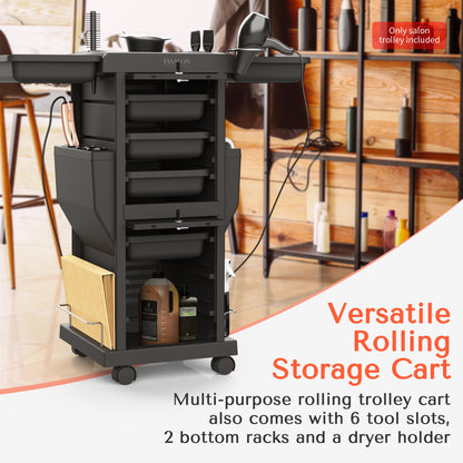 TASALON Premium Lockable Versatile Salon Trolley Cart Black