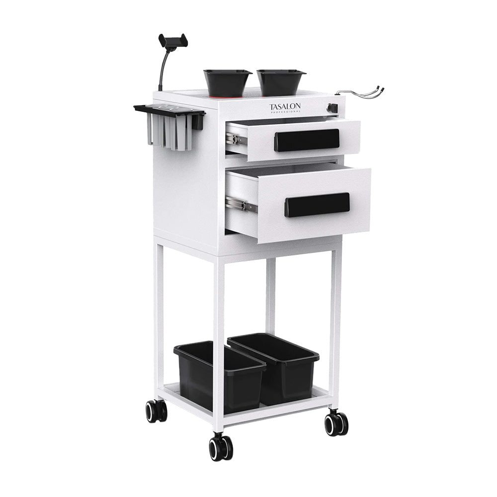 TASALON Salon Metal Trolley Cart White