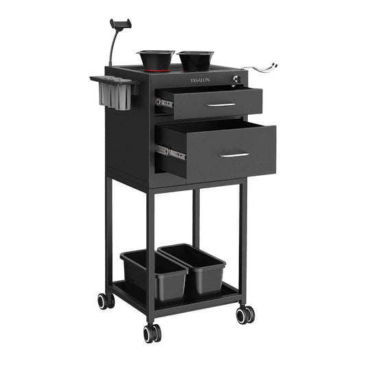 TASALON Salon Metal Trolley Cart Black
