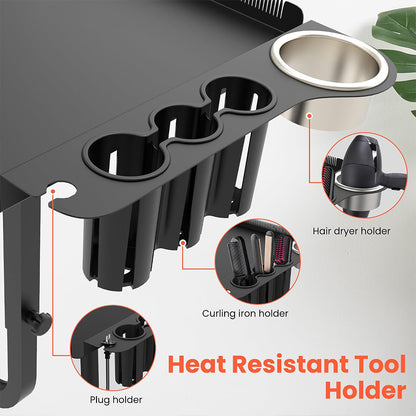 TASALON Chair-Mounted Salon Tray with 2 Magnetic Bowls - Black