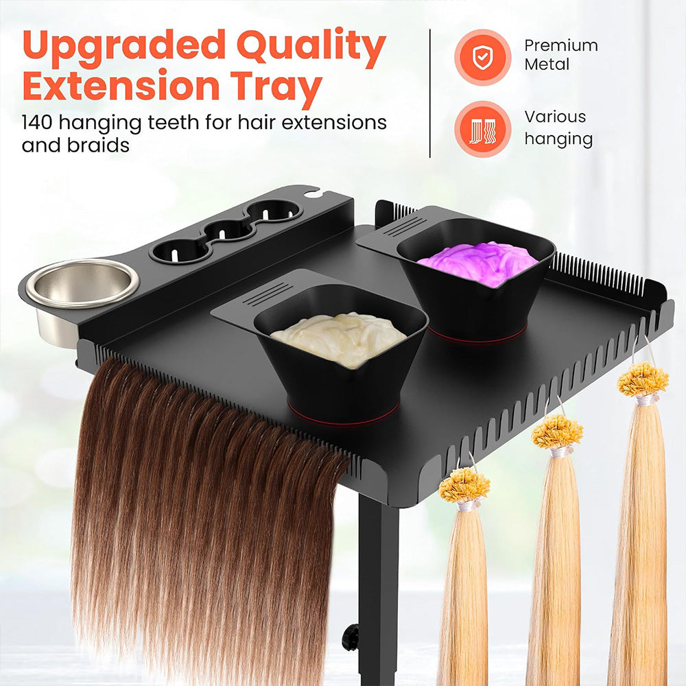 TASALON Chair-Mounted Salon Tray with 2 Magnetic Bowls - Black