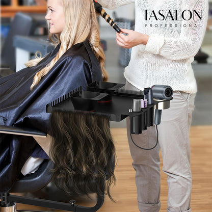 TASALON Chair-Mounted Salon Tray with 2 Magnetic Bowls - Black