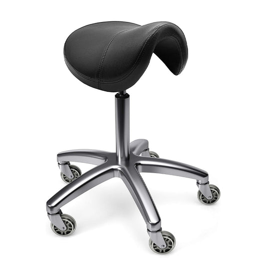 TASALON Ergonomic Saddle Stool with Rollerblade Wheels - Black