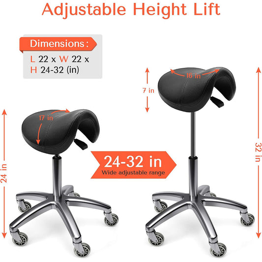 TASALON Ergonomic Saddle Stool with Rollerblade Wheels - Black