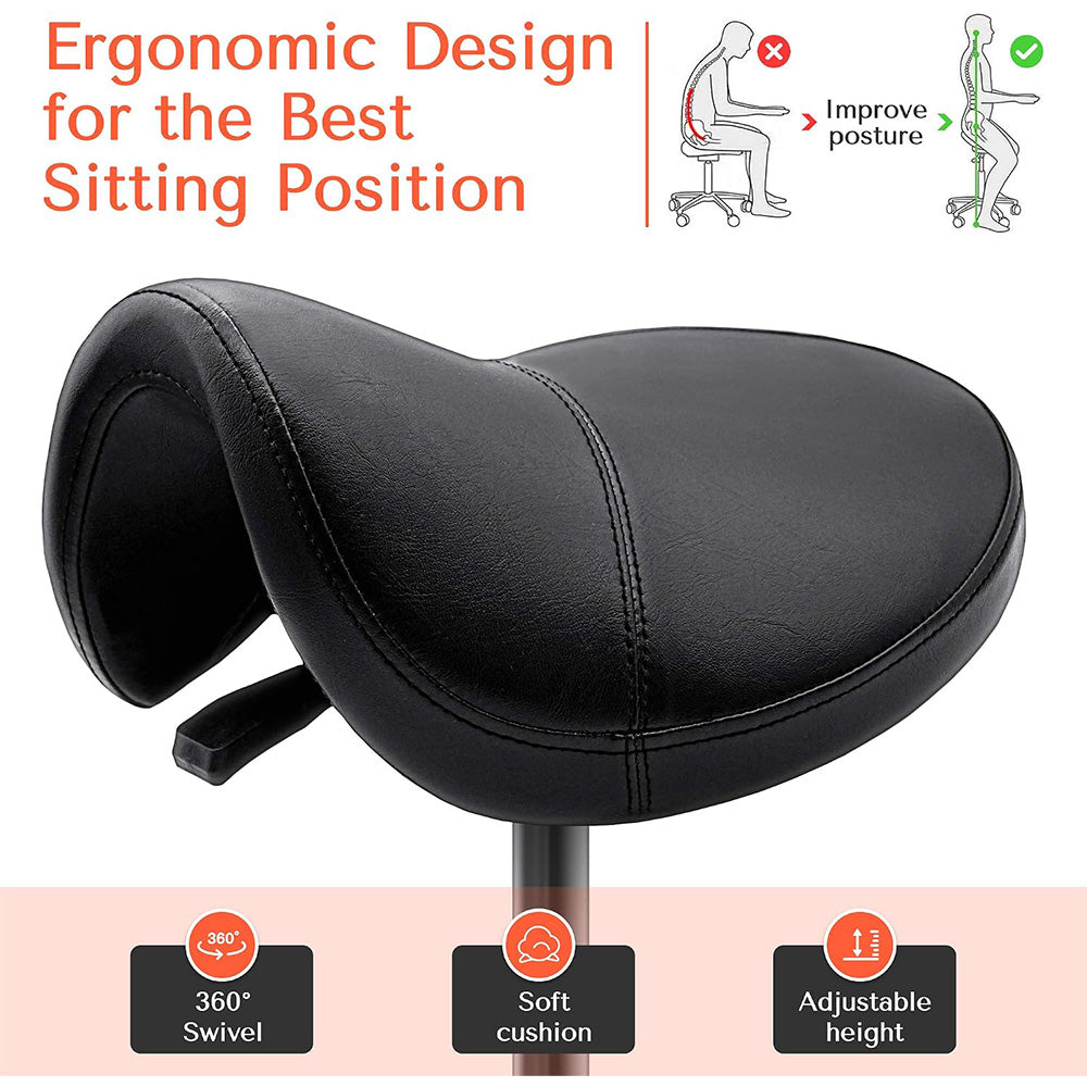 TASALON Ergonomic Saddle Stool with Rollerblade Wheels - Black