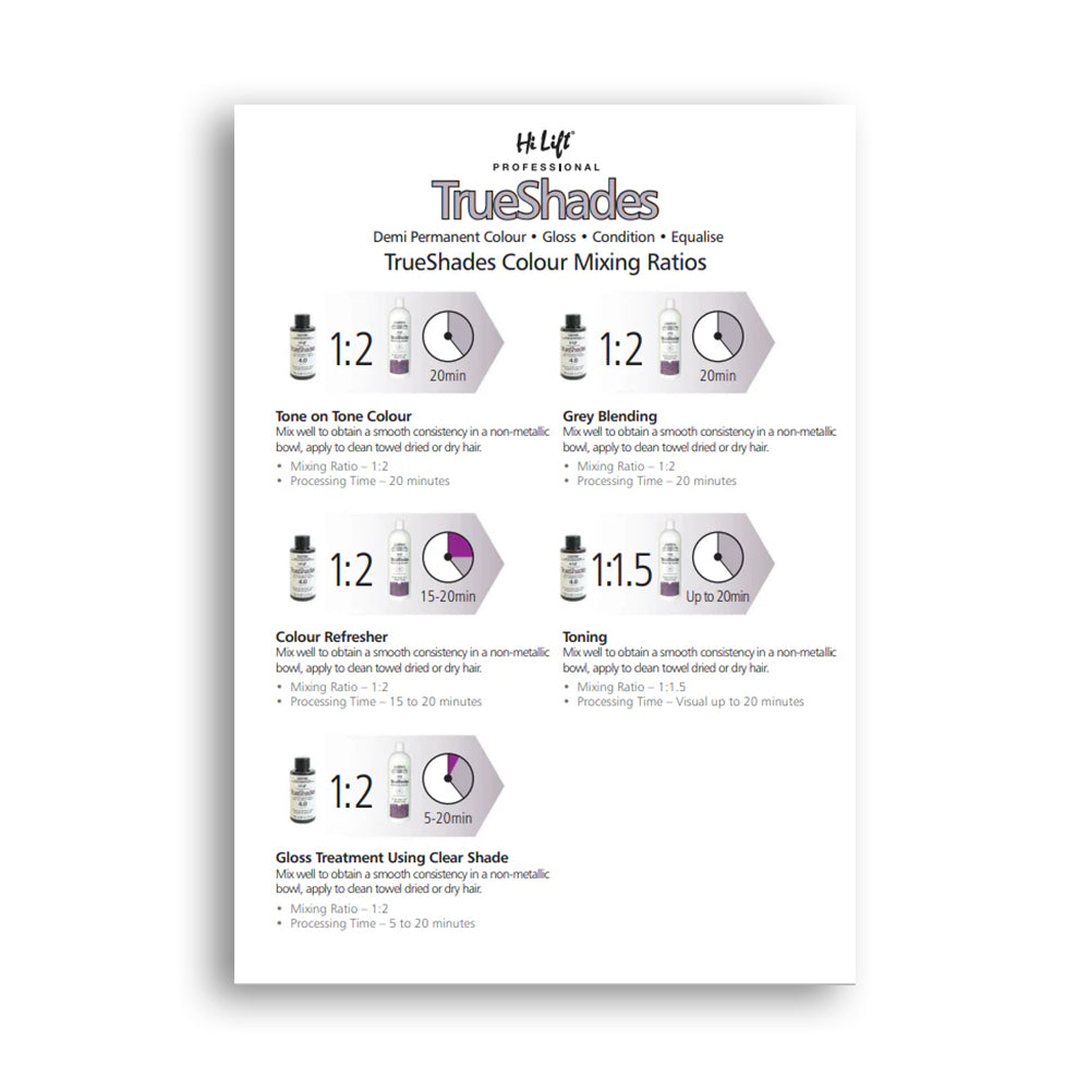 Hi Lift True Shades Colour Chart