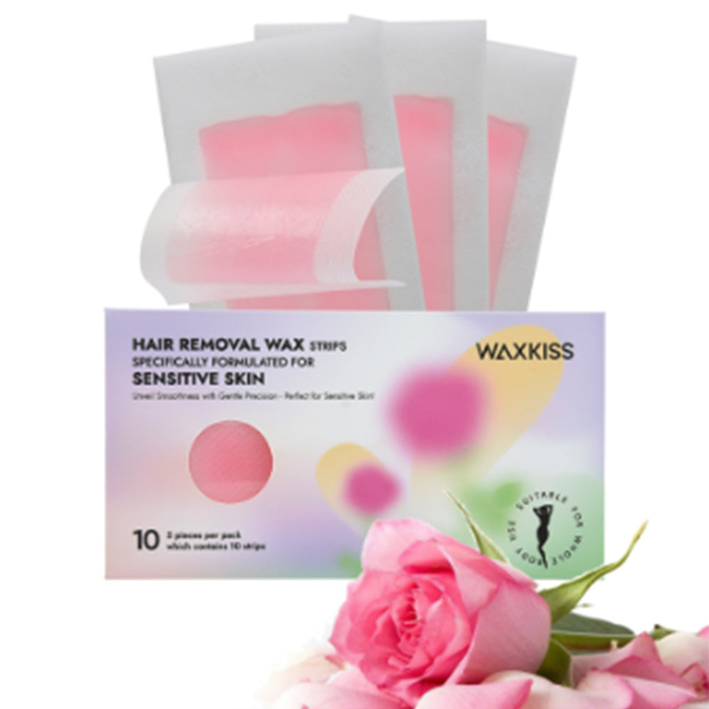 WaxKiss Cold Wax Strip Sensitive Skin Rose 10Pk