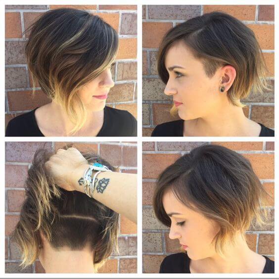multiple views of concave bob haircut with undercut
